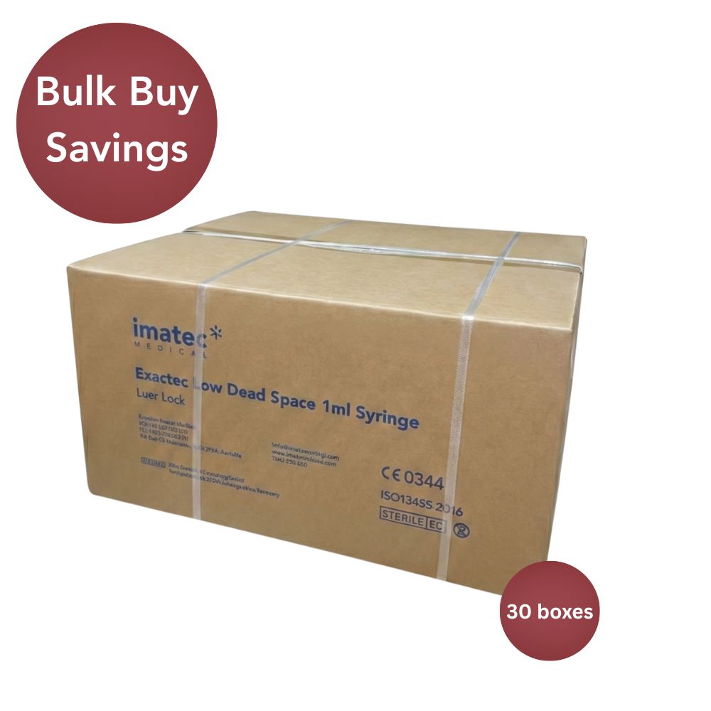 Exactec 1ml Low Dead Space Luer Lock Syringes (box of 100) by Imatec Medical