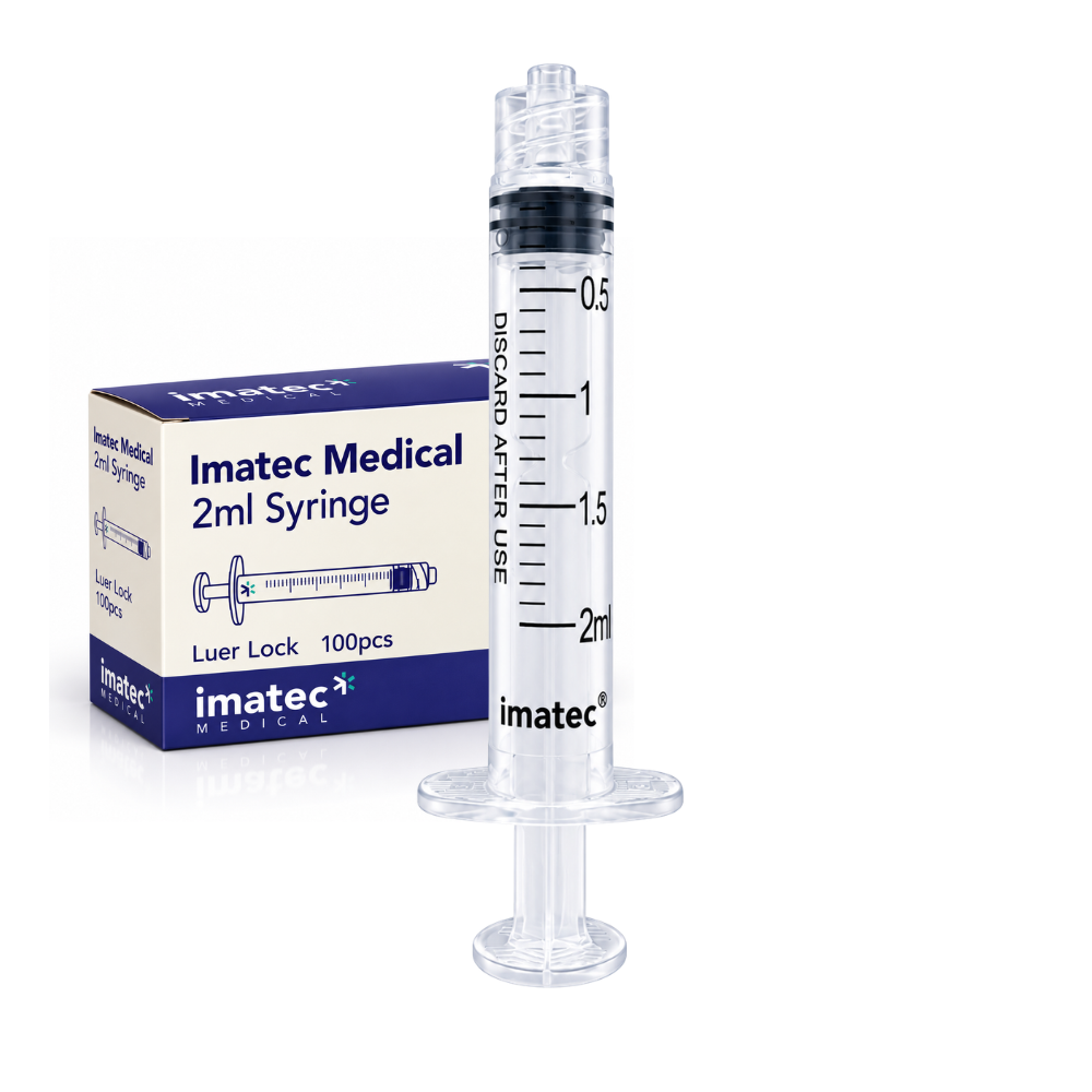 Luer Lock Syringe - 2ml, 3ml, 5ml & 10ml - (Box of 100) by Imatec Medical