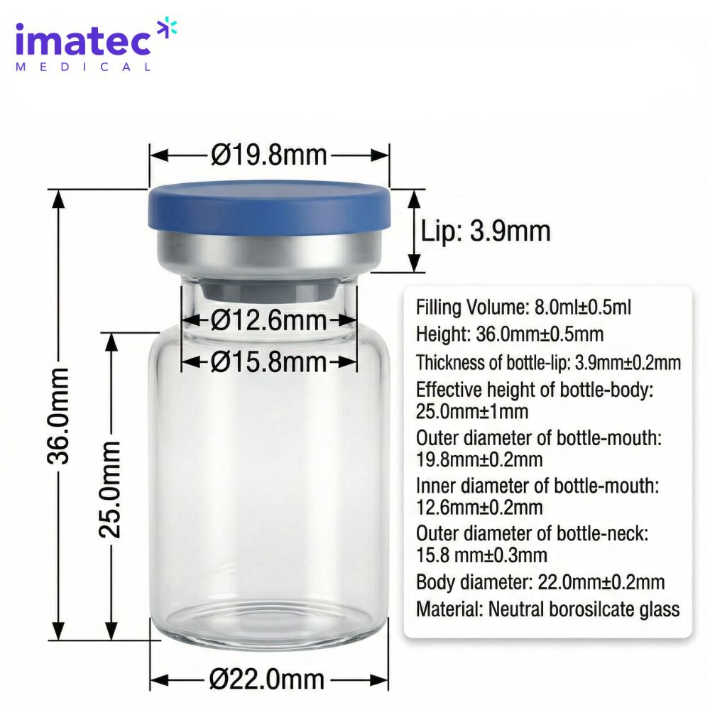 5ml Clear Glass Vials with Crimped Caps (Sterile) by Imatec Medical