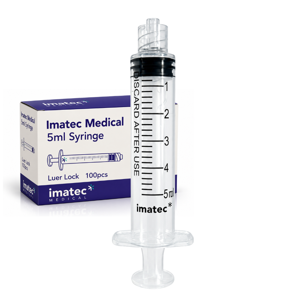 Luer Lock Syringe - 2ml, 3ml, 5ml & 10ml - (Box of 100) by Imatec Medical