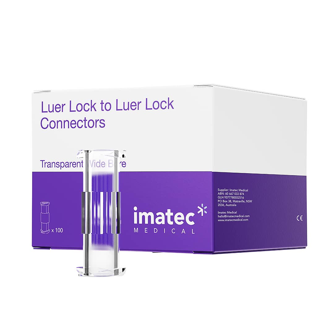 Luer Lock Connectors / Syringe Adaptors - Wide Bore for Fat Transfer & Viscous Fluids (Box of 100) by Imatec Medical