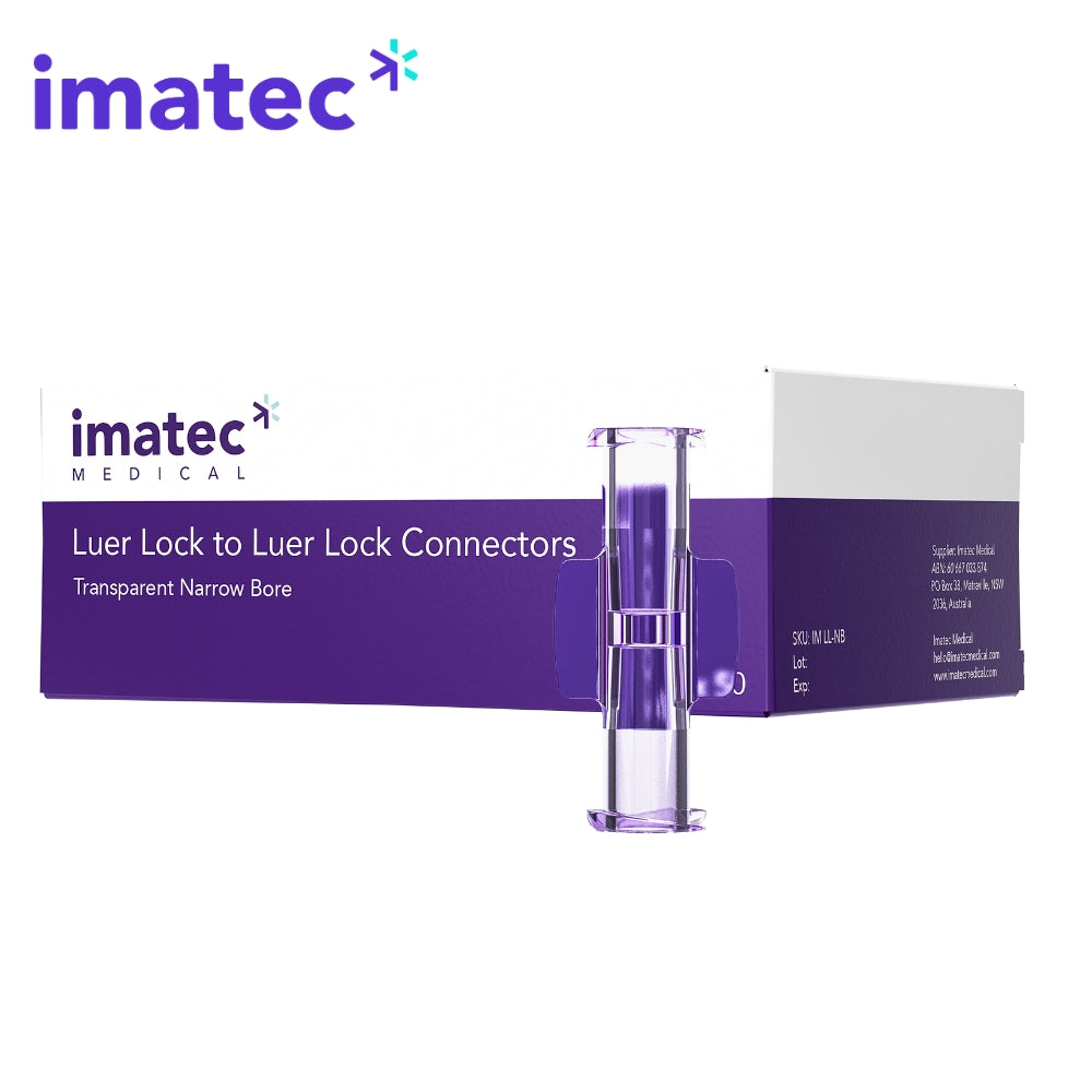 Luer Lock Connectors / Syringe Adaptors - Narrow Bore (Box of 50) by Imatec Medical