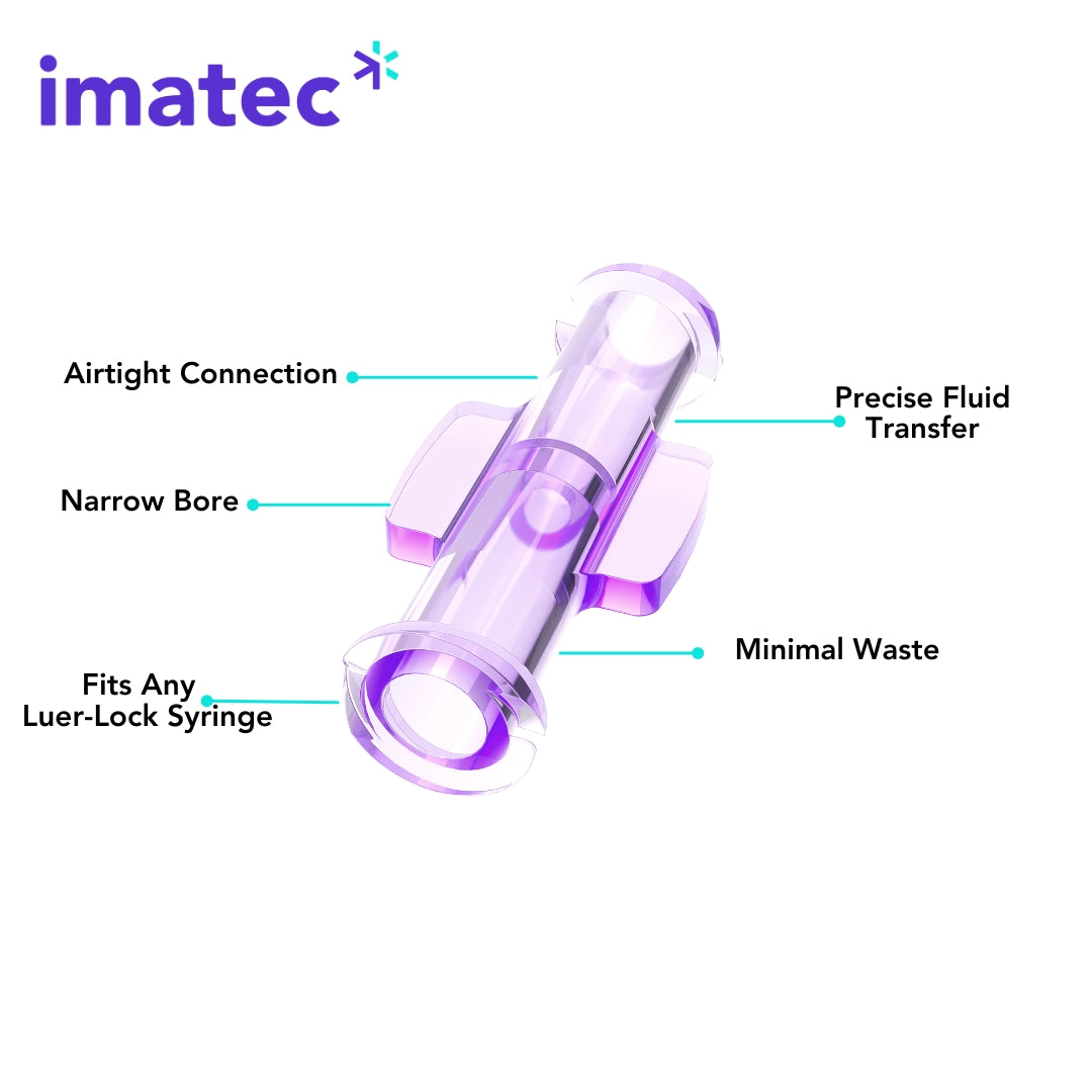 Luer Lock Connectors / Syringe Adaptors - Narrow Bore (Box of 50) by Imatec Medical