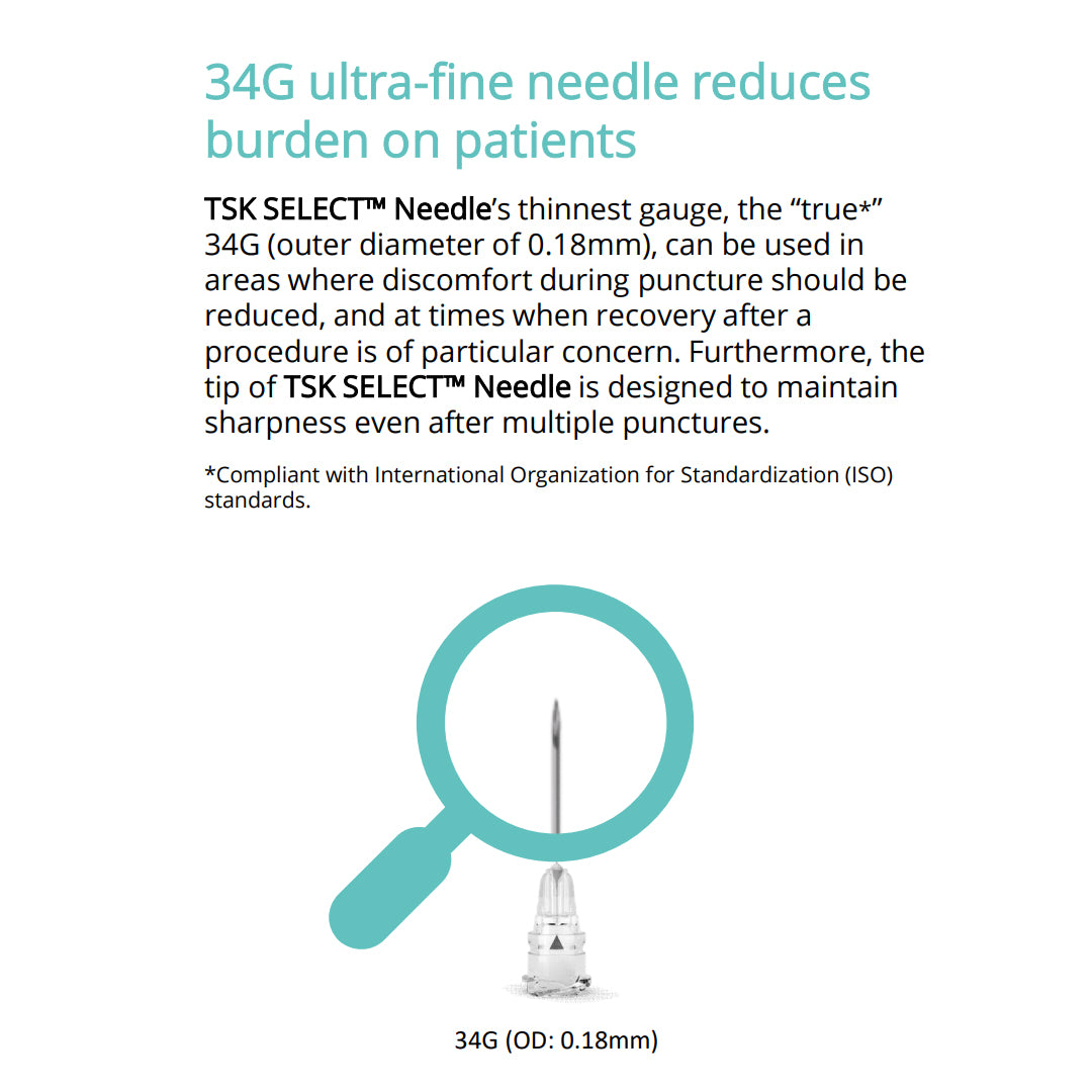 TSK Select Whisper Needle 34g - Low Dead Space Needle - Box Of 100