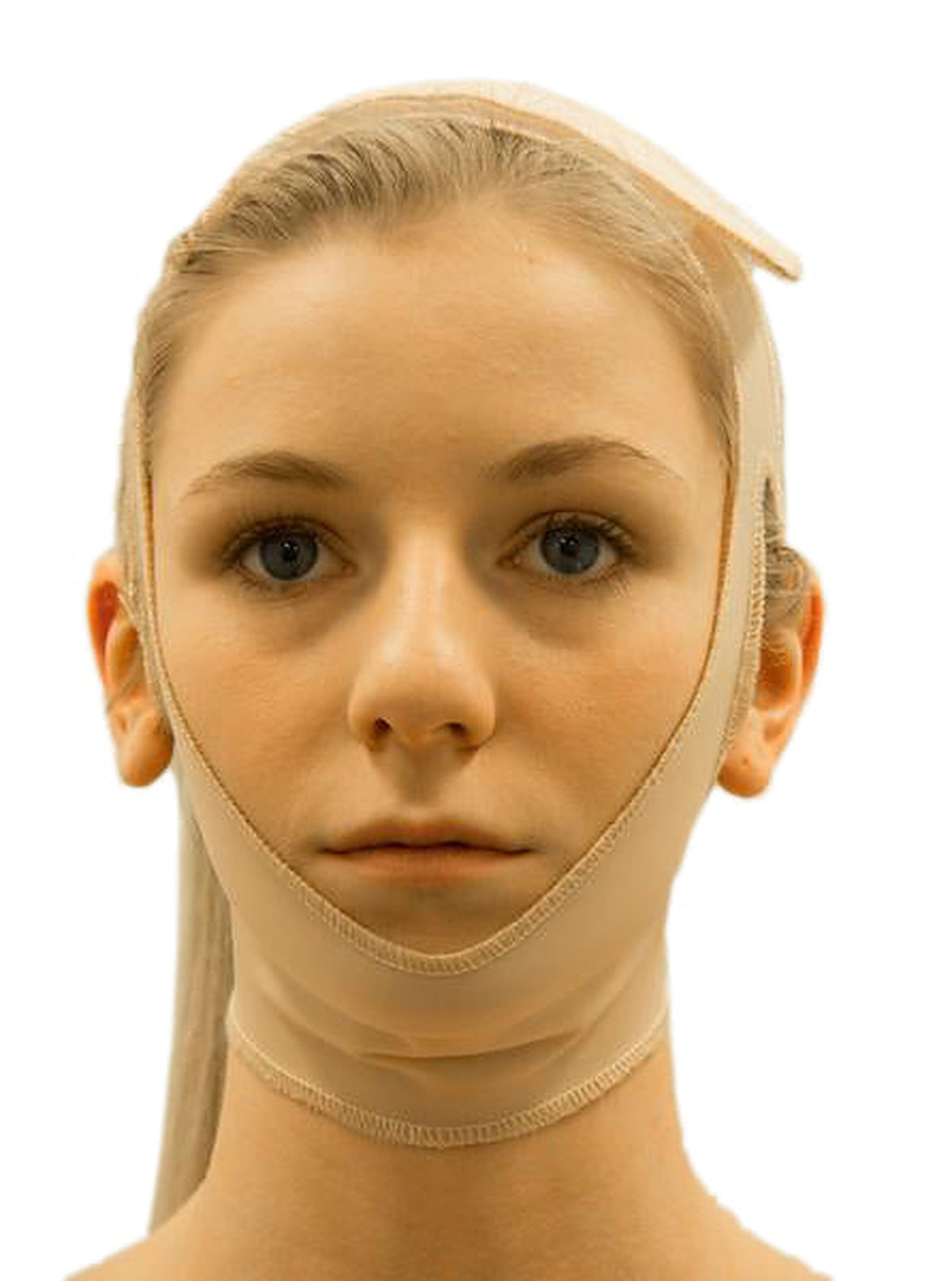 This chin strap with open ear is simple to fit with Velcro attachments on the top of the head and base of the neck. One Size Fits All | Precise Medical