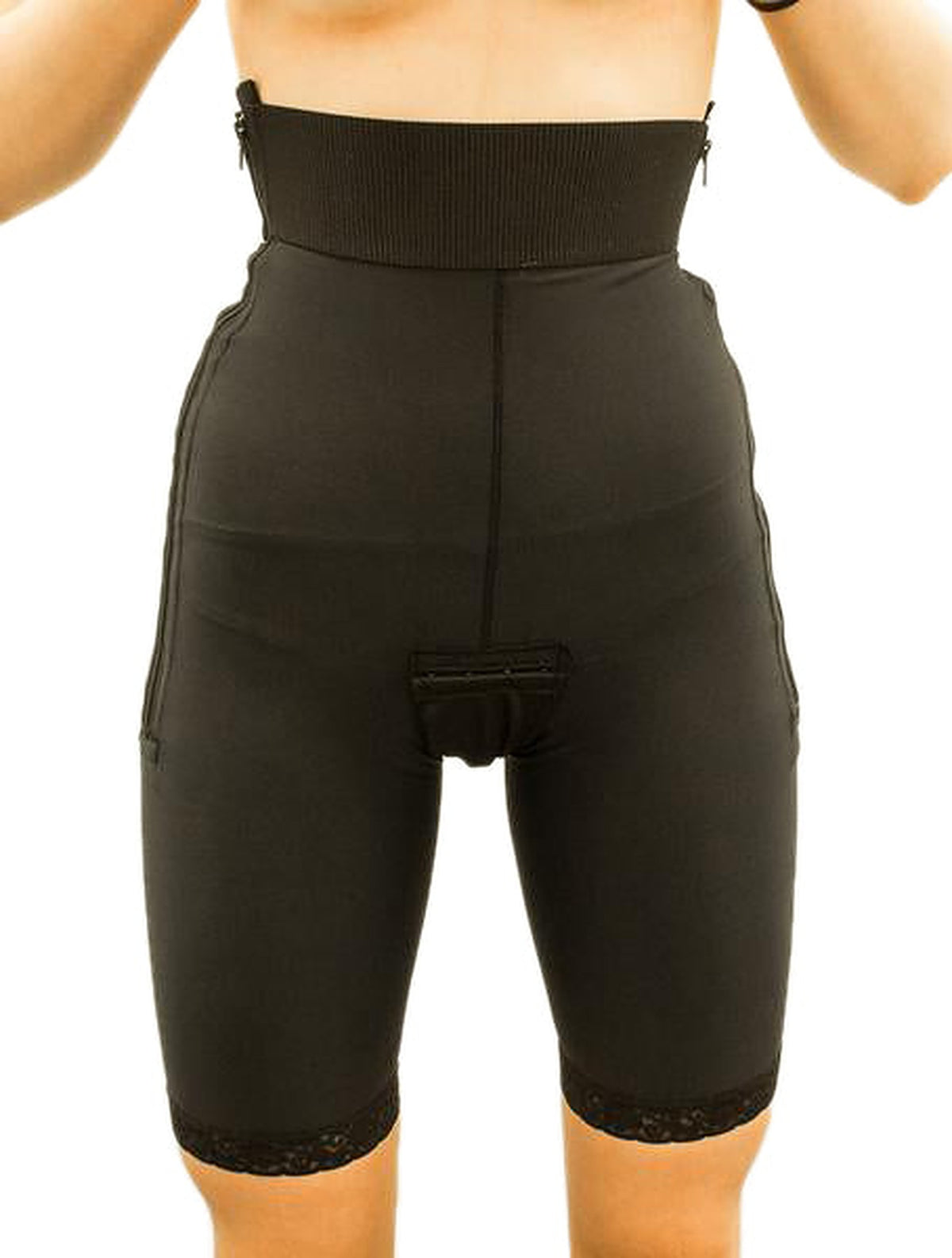 This Stage 1 girdle made with side zipper AND padded hook & eye closures allows this garment to be more easily applied immediately after your liposuction procedure | Precise Medical