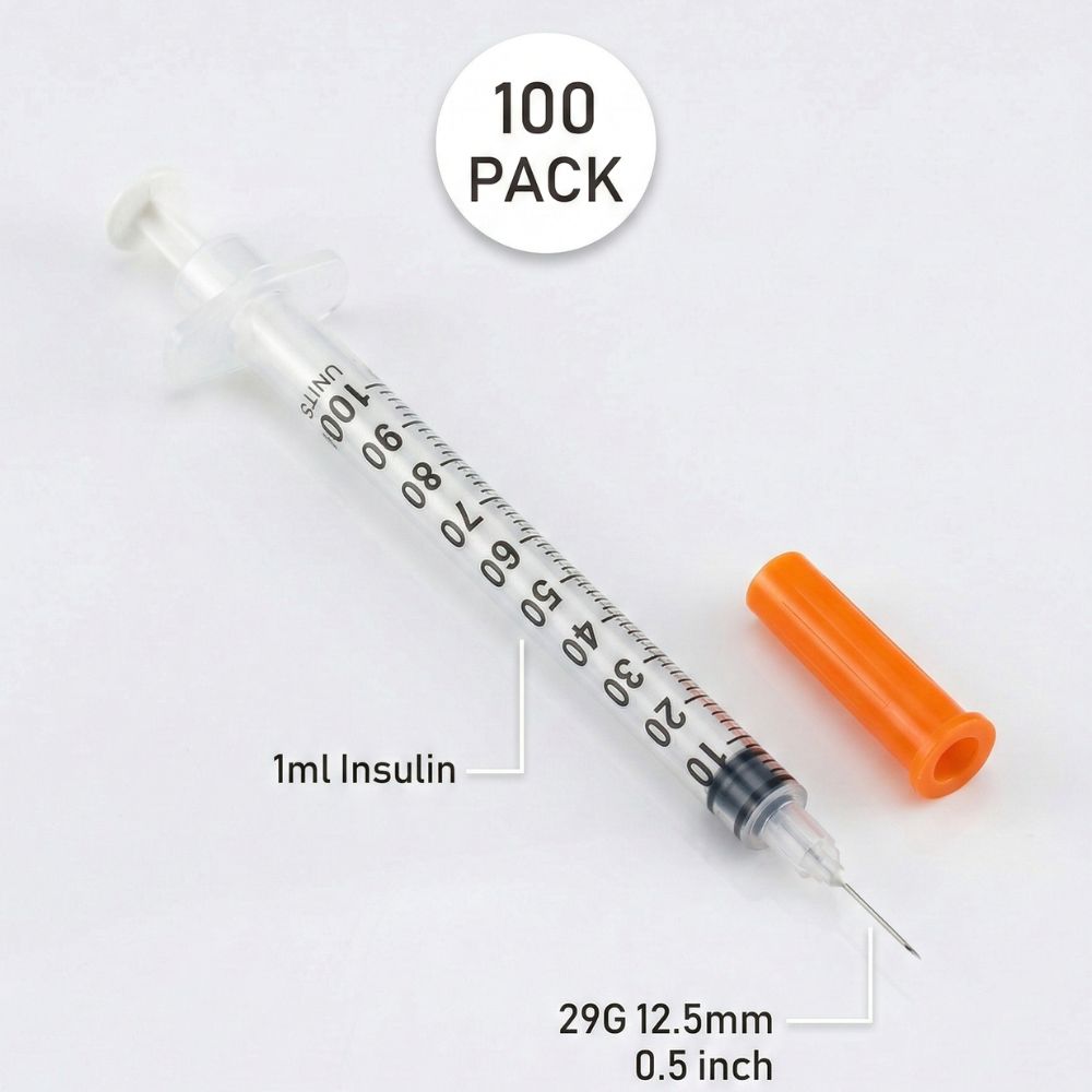 Insulin Syringes with Needles - 1ml, 0.5ml & 0.3ml - (Boxes of 100) by Imatec Medical