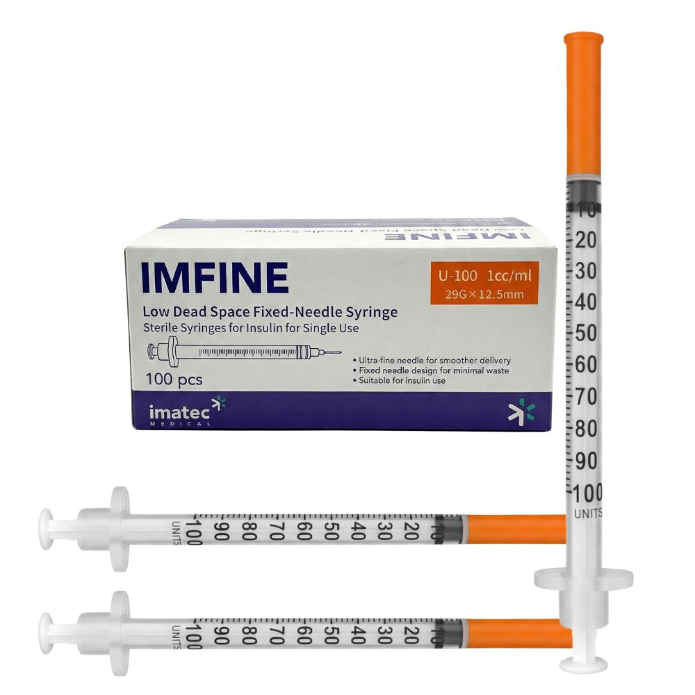 Insulin Syringes with Needles - 1ml, 0.5ml & 0.3ml - (Boxes of 100) by Imatec Medical