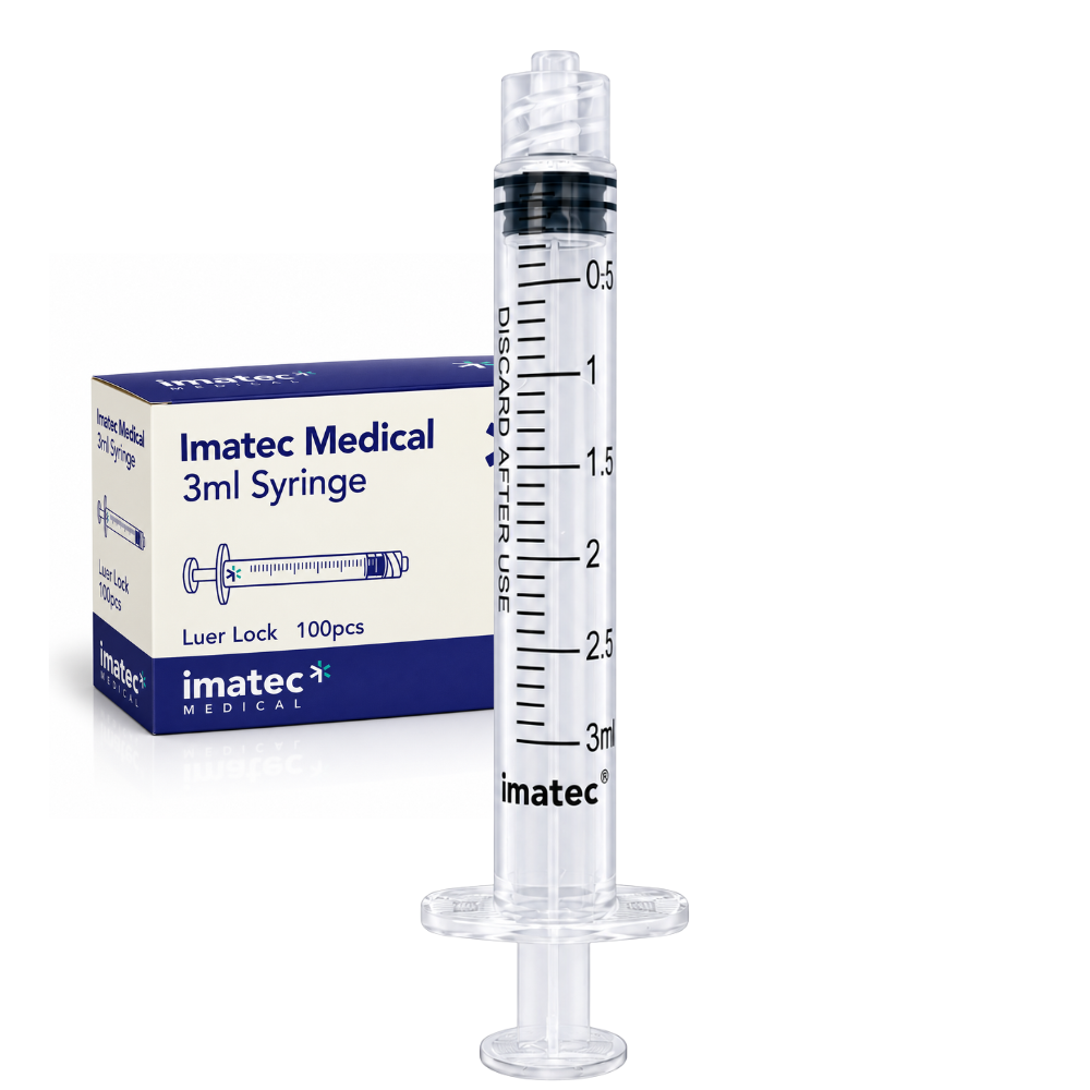 Luer Lock Syringe - 2ml, 3ml, 5ml & 10ml - (Box of 100) by Imatec Medical