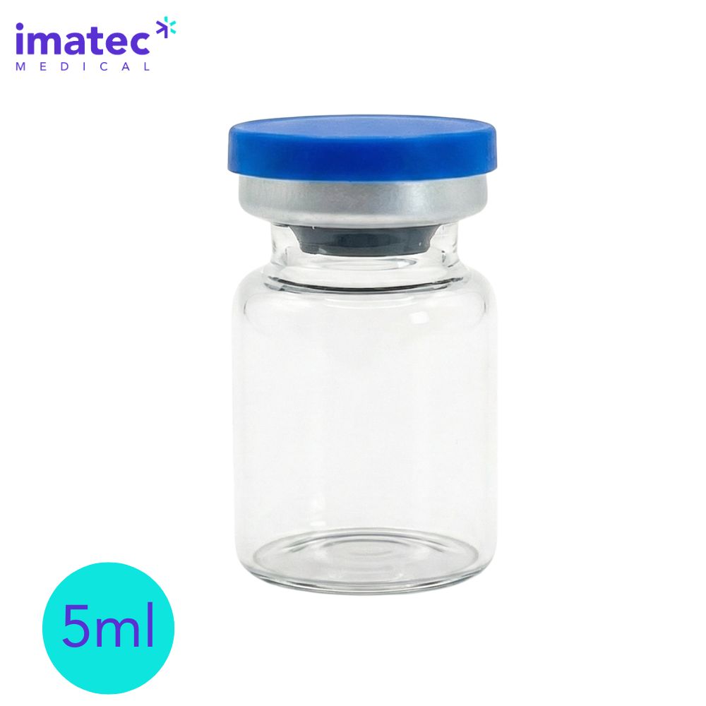 5ml Clear Glass Vials with Crimped Caps (Sterile) by Imatec Medical