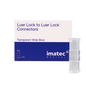 Luer Lock to Luer Lock Connectors (Wide Bore for Fat Transfer) By Imatec Medical  - Box of 100