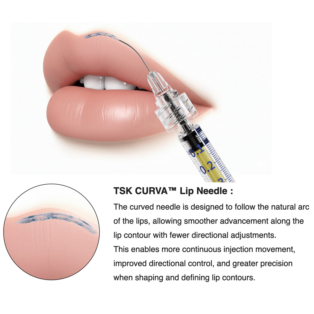 TSK Curva - Curved Hypodermic Needles for Lip & Skin - Box of 50