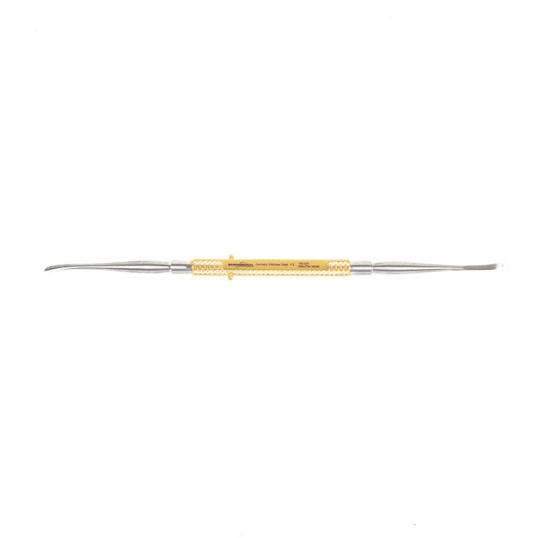 The Freer Septum Elevator by Marina Medical is part of the Cerkes Rhinoplasty Set. Features a gold handle and little knobs that prevent it from rolling | Precise Medical