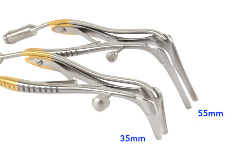 The Cottle Nasal Speculum by Marina Medical are used for rhinoplasty procedures have a 35mm Blade with Fiberoptic Light | Precise Medical Supplies