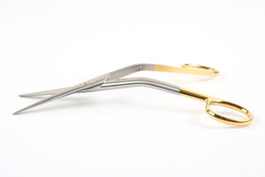 The Cottle Nasal Scissors by Marina Medical are used for rhinoplasty procedures and have gold handles and an angled 16 cm blade | Precise Medical Supplies