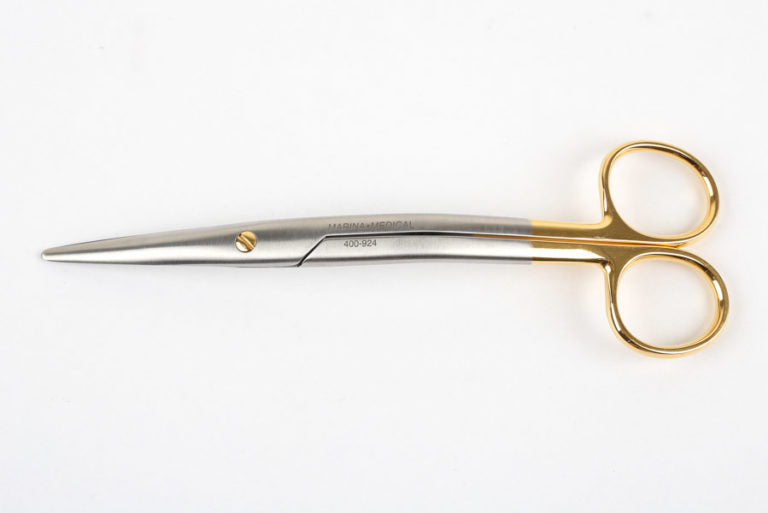The Cottle Nasal Scissors by Marina Medical are used for rhinoplasty procedures and have gold handles and an angled 16 cm blade | Precise Medical Supplies