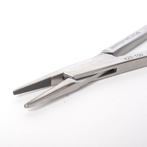 Crile Wood Needle Holder by Marina Medical is 15cm long with a smooth tip designed for the smallest sutures. German tungsten carbide inserts precisely and securely grip the needle. Now available for purchase at Precise Medical