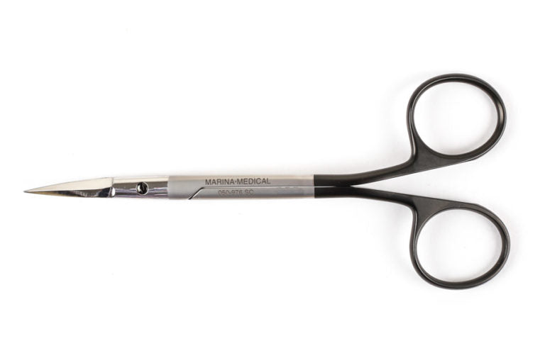 The Giunta Scissors by Marina Medical are used for Rhinoplasty procedures and features a SuperCut, Angled and Curved, 13.5cm blade | Precise Medical