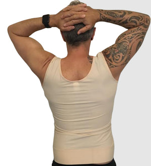 This Stage 1 Male Compression Vest is ideal for post gynecomastia, made with front zipper AND padded hook & eye closures and adjustable Velcro Shoulder Straps you may be assured of a perfect firm fit post surgery | Precise Medical