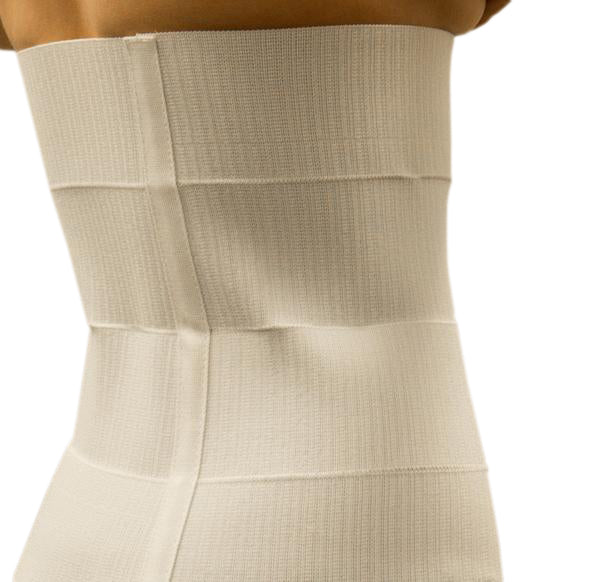 This White Four Panel Post-Operation Compression binder is 30cm (12 inches) wide and has a large velcro area for comfortable and firm fit | Precise Medical
