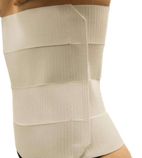 This White Four Panel Post-Operation Compression binder is 30cm (12 inches) wide and has a large velcro area for comfortable and firm fit | Precise Medical