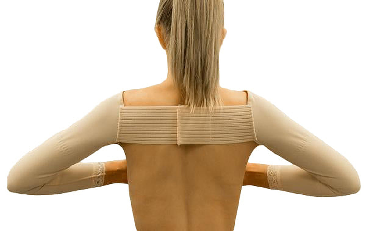The Arm Sleeves are for use post a brachioplasty procedure for the correction of Tuck Shop Arms. The Velcro sections both at the front and the back of the garment allows for a comfortable and firm fit | Precise Medical