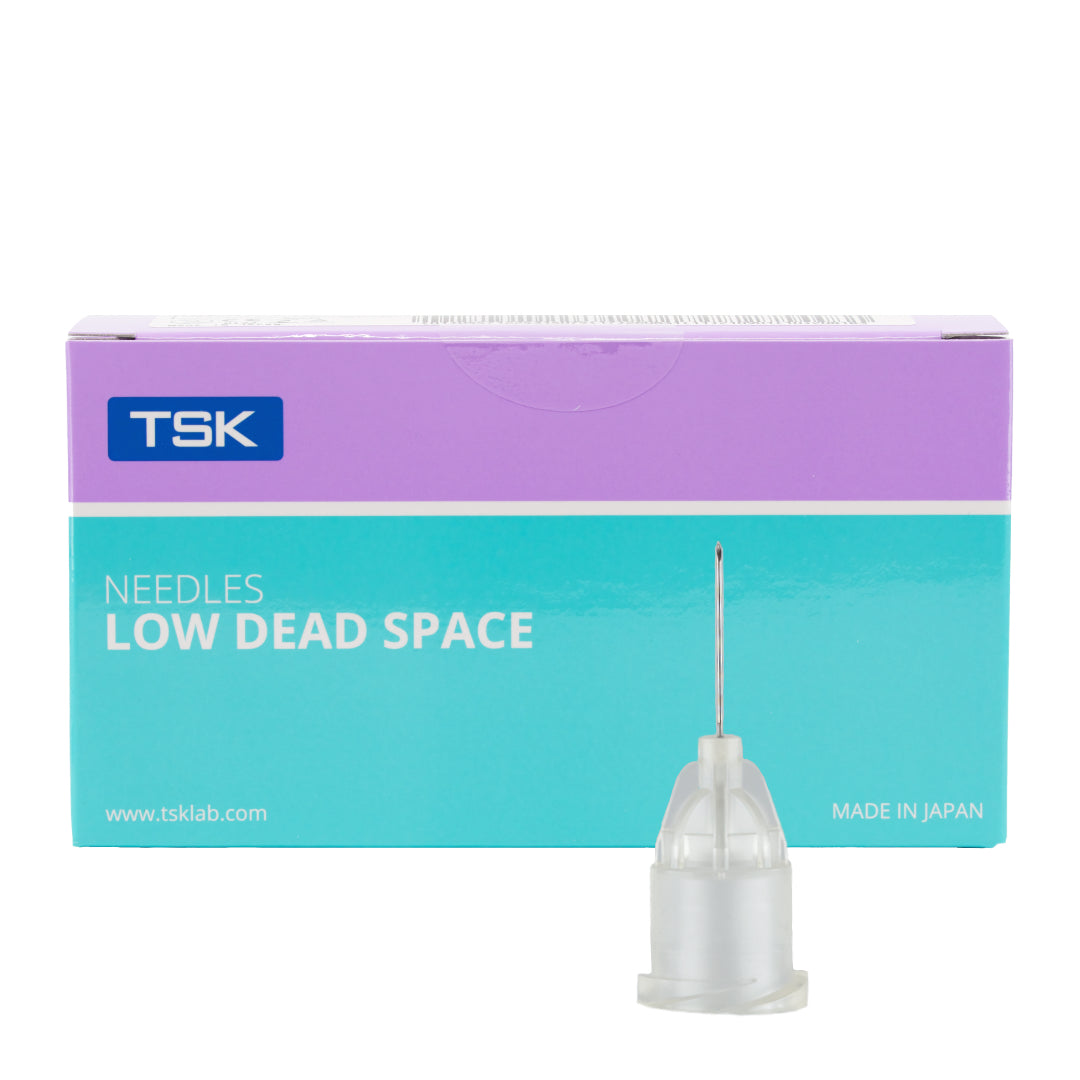 tsk low dead space needles view of offical box and needle