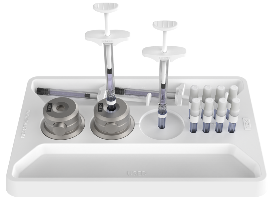 tsk treatment tray with needle holder, needles and syringes